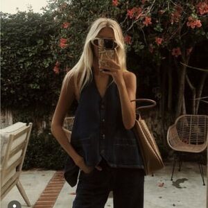 Hills Halter Top in Dark Denim